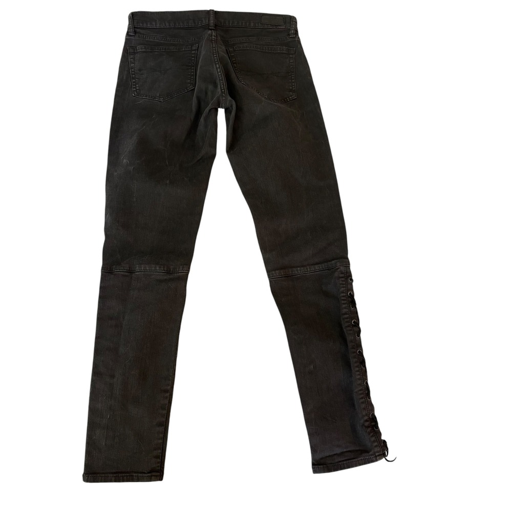 Polo Ralph Lauren Size 28 Tompkins‎ Skinny Lace up Coated Black Jeans